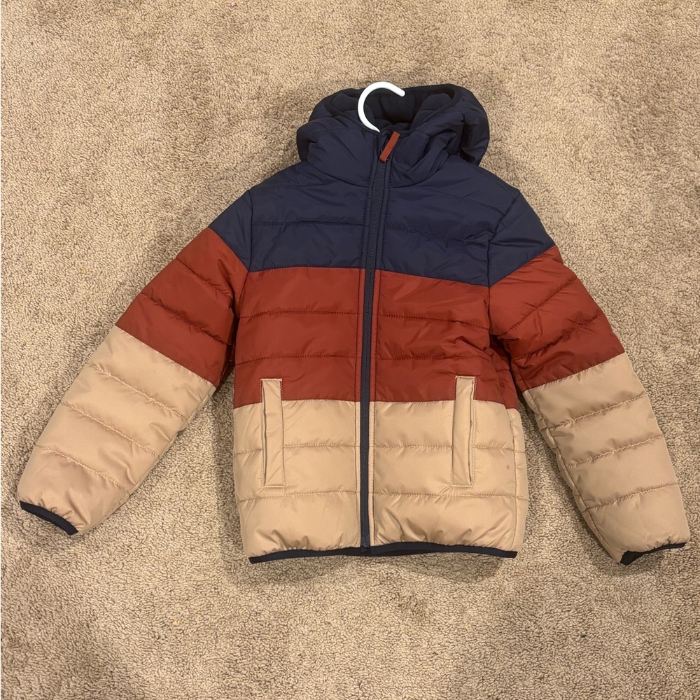 Children’s Place Navy/Brown/Tan puffer jacket